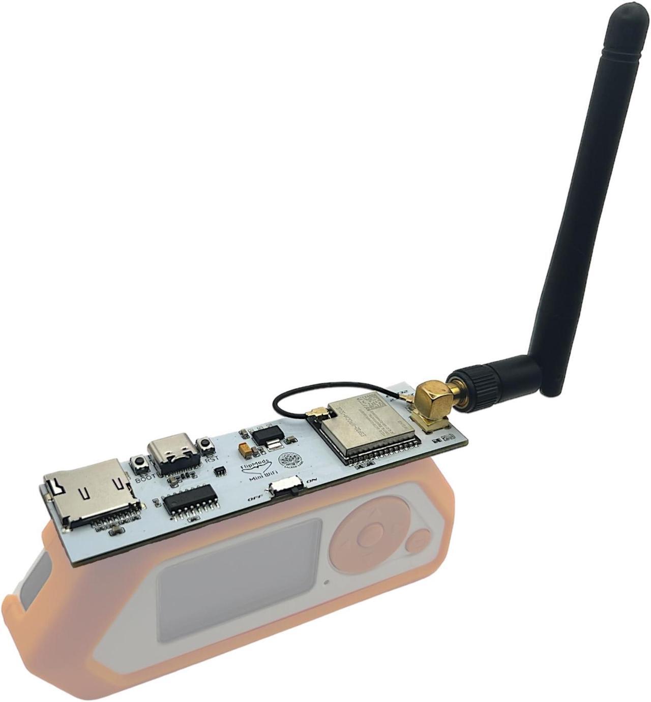 Main image of Sacred Labs FlipMods Mini WiFi Dev Board for Flipper Zero GPIO - with Marauder on ESP-32 Chip, 2.4GHz Antenna, USB-C Port, Micro SD Slot