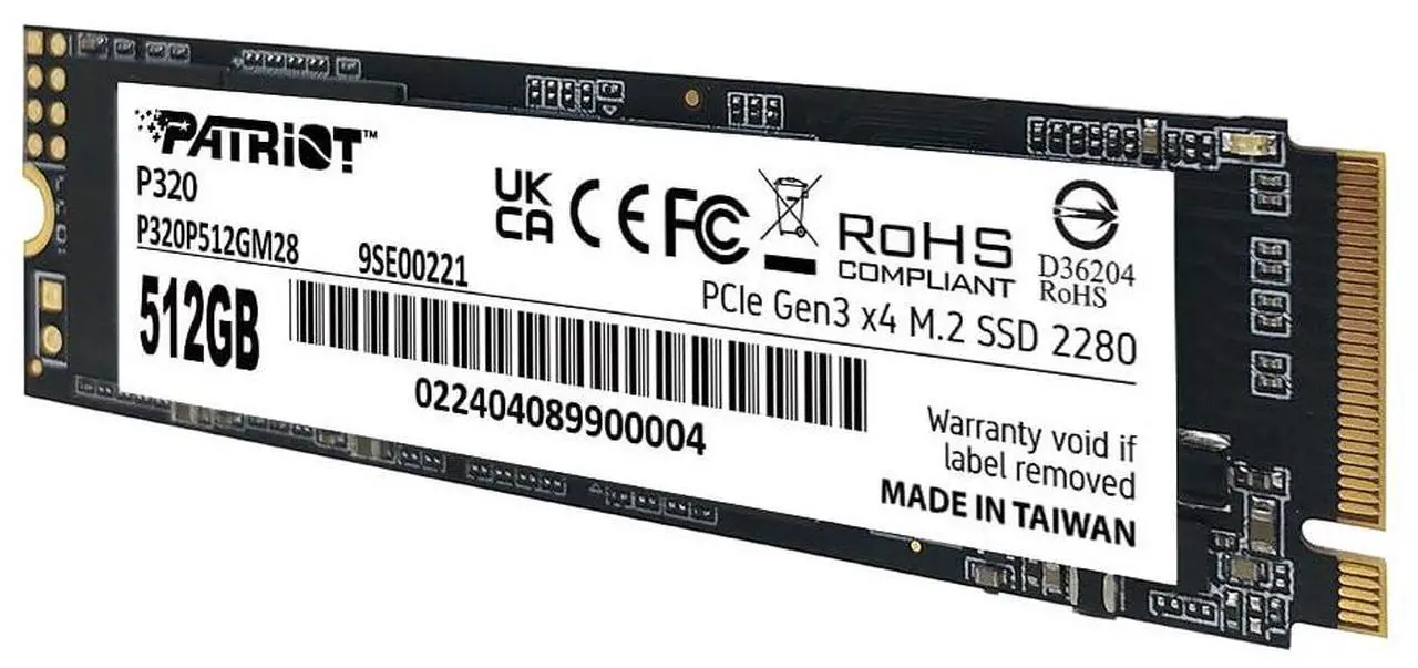 Alt view image 4 of 4 - Patriot Memory P320 512GB Internal SSD - NVMe PCIe Gen 3x4 - M.2 2280 - Solid State Drive - P320P512GM28