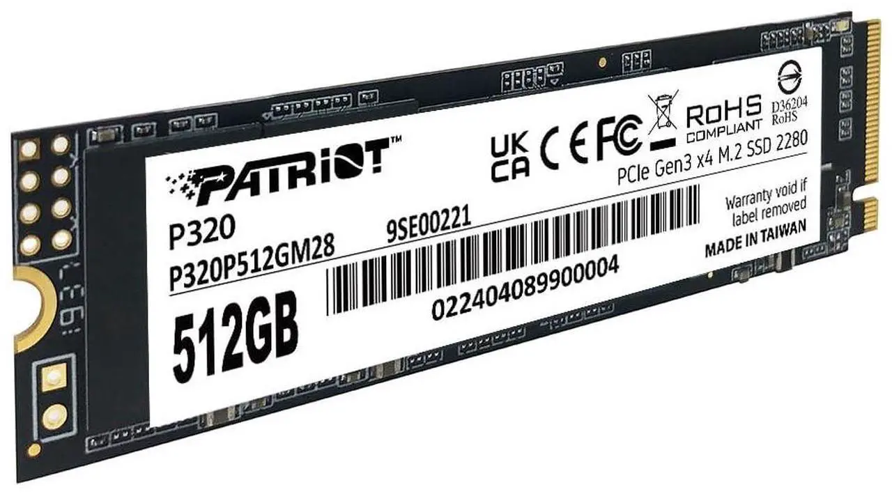 Alt view image 3 of 4 - Patriot Memory P320 512GB Internal SSD - NVMe PCIe Gen 3x4 - M.2 2280 - Solid State Drive - P320P512GM28