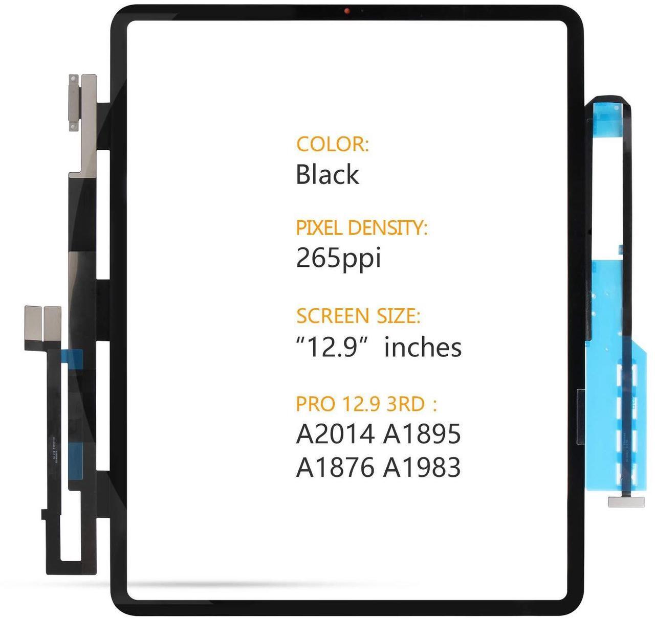 Alt view image 3 of 5 - Screen Replacement for iPad Pro 12.9 3rd Gen Touch Screen Panel Digitizer Glass Repair Kits Compatible with for iPad Pro 12.9 A1876 A2014 A1895 A1983 with Tempered Glass and Tools(Not LCD)