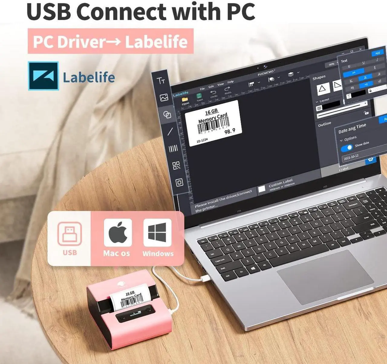 Alt view image 5 of 5 - Phomemo Label Maker- M221 Label Maker Machine 3 Inch Bluetooth Thermal Barcode Printer for Small Business/Home Use, for Barcode, Address, Logo, Mailing, Stickers, Compatible with Phone & PC, Pink