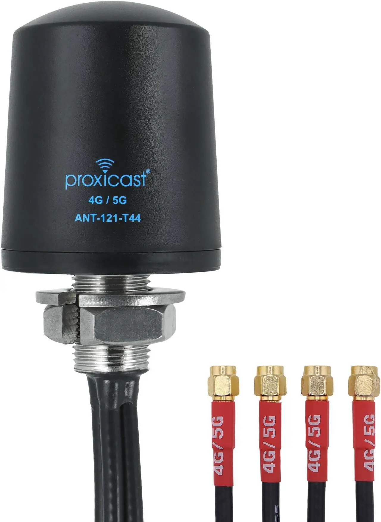 Main image of Proxicast 4x4 MIMO 5G Antenna - Vandal Resistant Low Profile Omnidirectional Through-Hole Mount - 6 ft Coax - Black - Compatible with Cisco, Cradlepoint, Digi, MoFi & Others (ANT-121-T44-B-06)