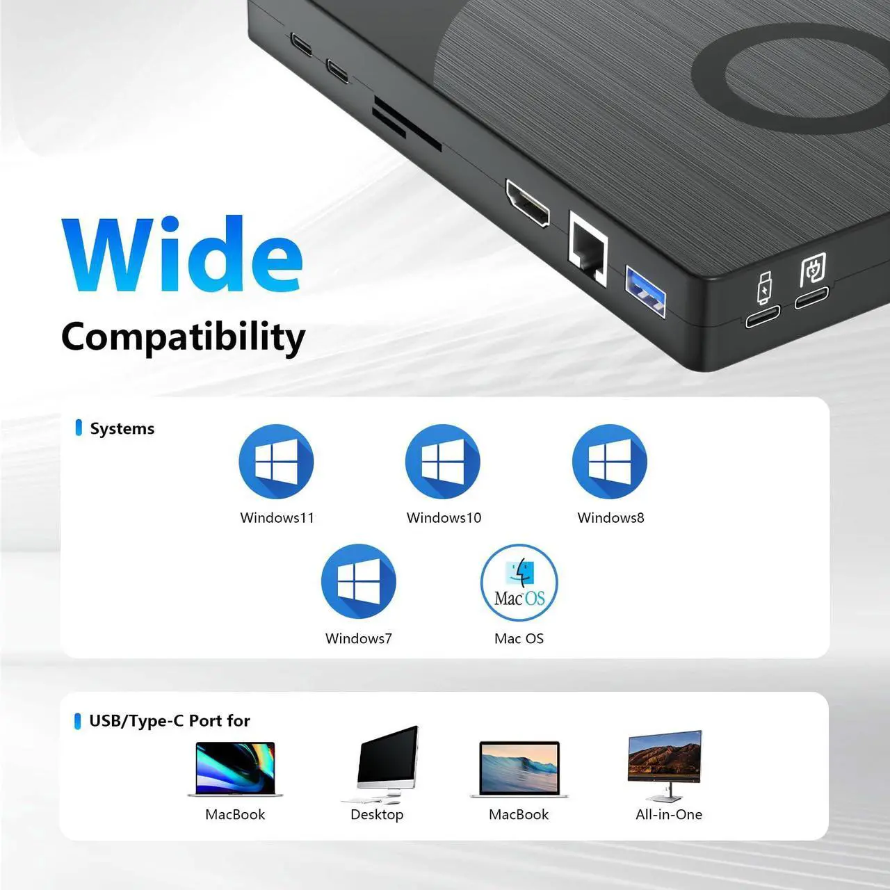 Alt view image 5 of 5 - Yaeonku External Blu Ray Drive,USB 3.0 Type-C Optical External Bluray CD DVD Drive Burner with SD/TF Port HDMI and LAN Interface Suitable for Windows XP/7/8/10/11 MacOS for PC,Laptop,Desktop,Mac