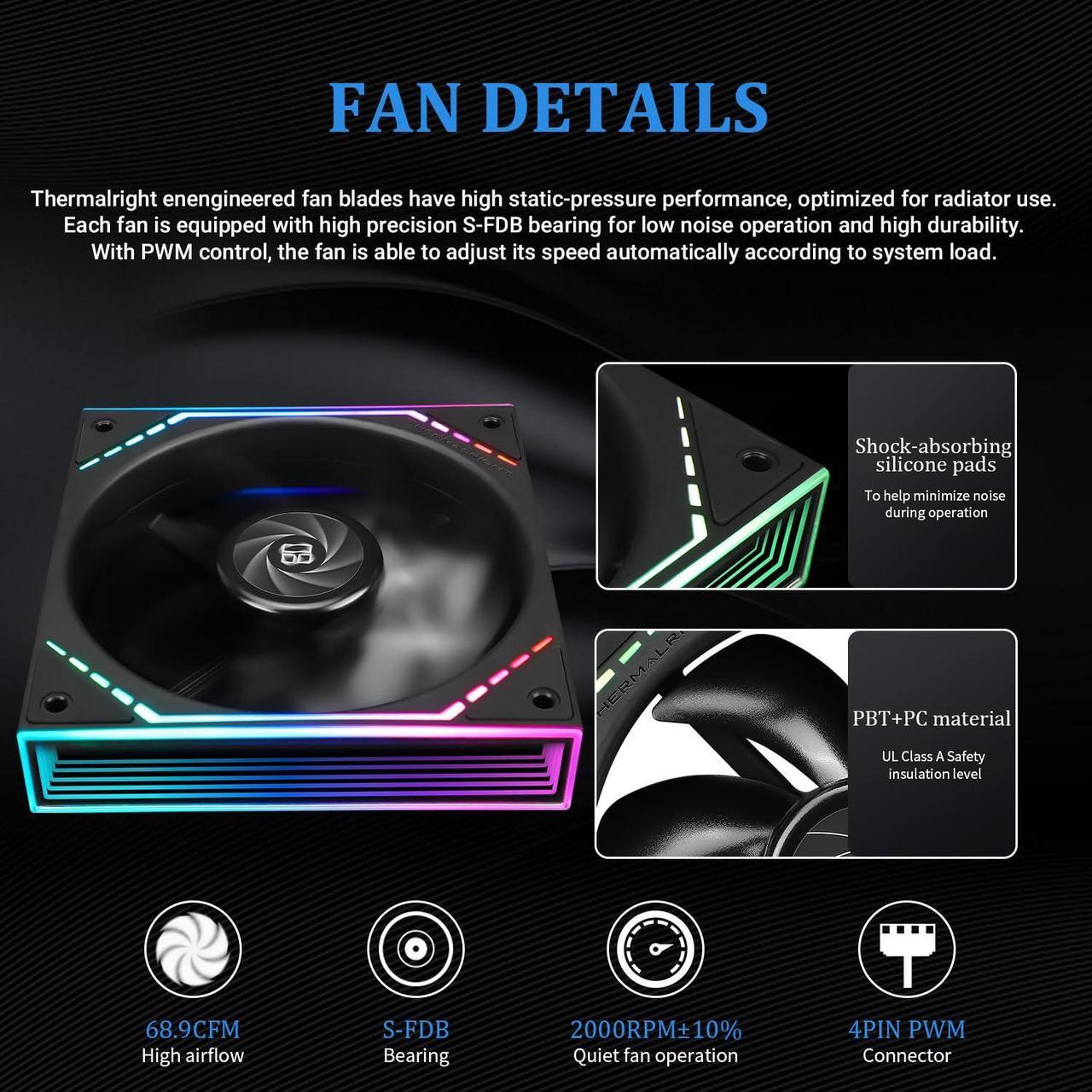 Alt view image 5 of 5 - Thermalright Frozen Infinity 240 Black CPU Water Cooler,240 Aio CPU Cooler, Double TL-M12 PWM Fans,Infinity Mirror CPU Cooler,for AMD/AM4/AM5,Intel LGA1851/1700/1150/1151/2011