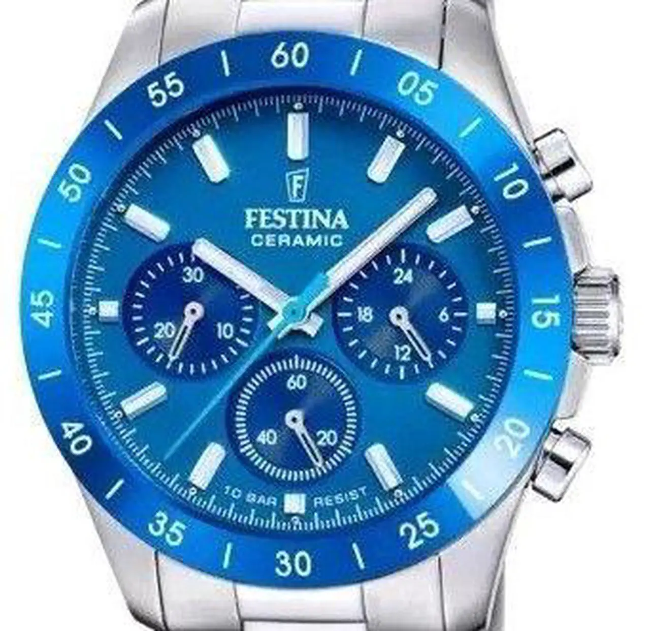 Alt view image 2 of 3 - Festina Ceramic Chronograph Blue Dial Quartz 100M Women's Watch F20693-4