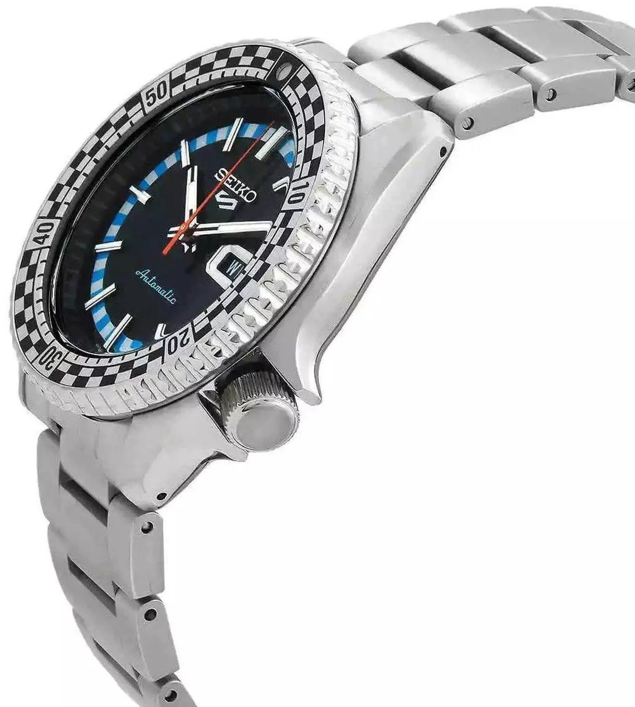 Alt view image 2 of 3 - Seiko 5 Sports Black And White Dial Automatic Sports 100M Men's Watch SRPK67K1