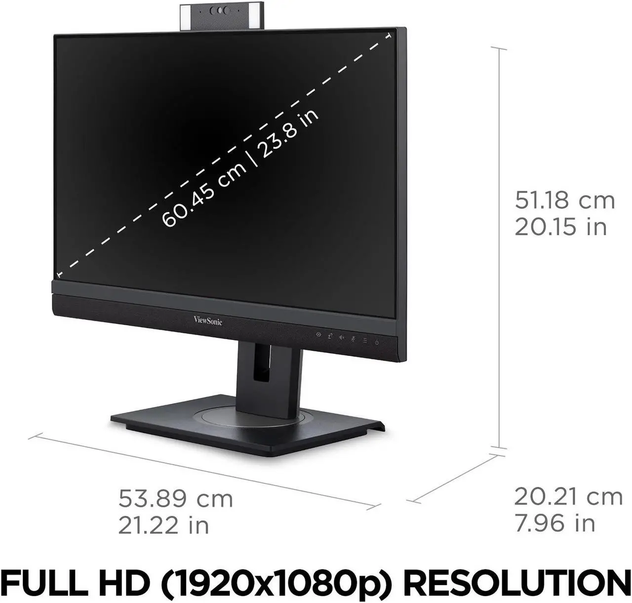 Alt view image 6 of 20 - ViewSonic VG2457V 24 Inch 1080p Video Conference Docking Monitor with Windows Hello Compatible IR Webcam, Advanced Ergonomics, and 90W USB C for Home and Office