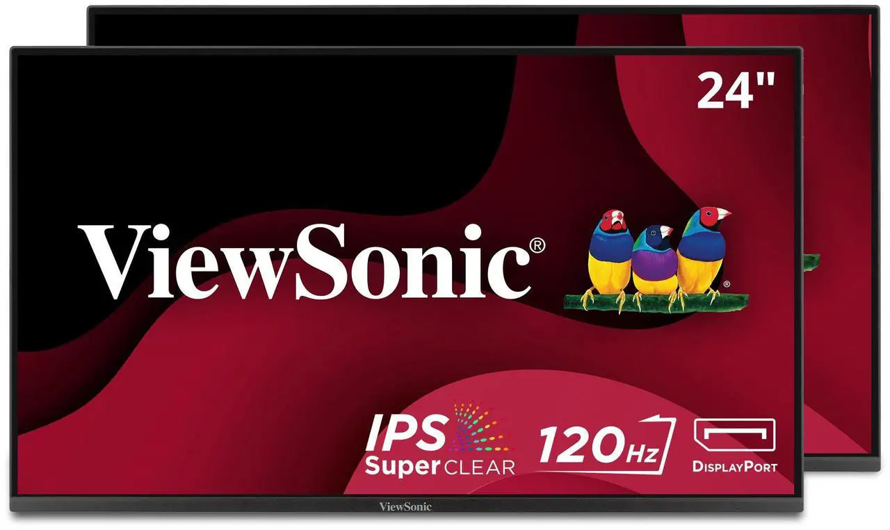 Main image of ViewSonic VA2456A-MHD_H2 Dual Monitor Pack Head-Only 1080p IPS Frameless Monitors with 120Hz, Eye Care, VESA Mountable, HDMI, DisplayPort, and VGA Inputs for Home and Office