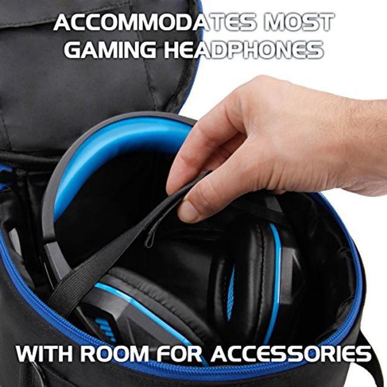 Alt view image 3 of 5 - ENHANCE Portable Headphone Case for Wired & Wireless Headsets - Universal Headset Case Compatible with PlayStation, Beats, Bose & Gaming Headphones - Accessory Storage, Strap & Carrying Handle - Blue