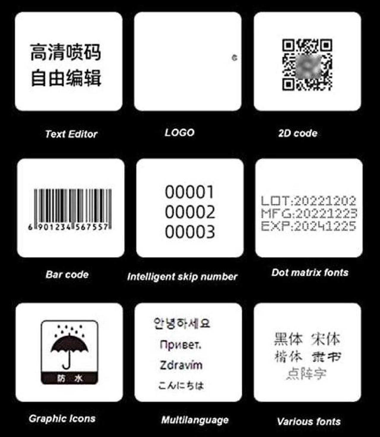 Alt view image 5 of 5 - Focket Handheld Inkjet Coder, 1200mAh LED Color Date Barcode Hand Printer for Logo Date Label, Supports 100 Languages, No Cartridge Included