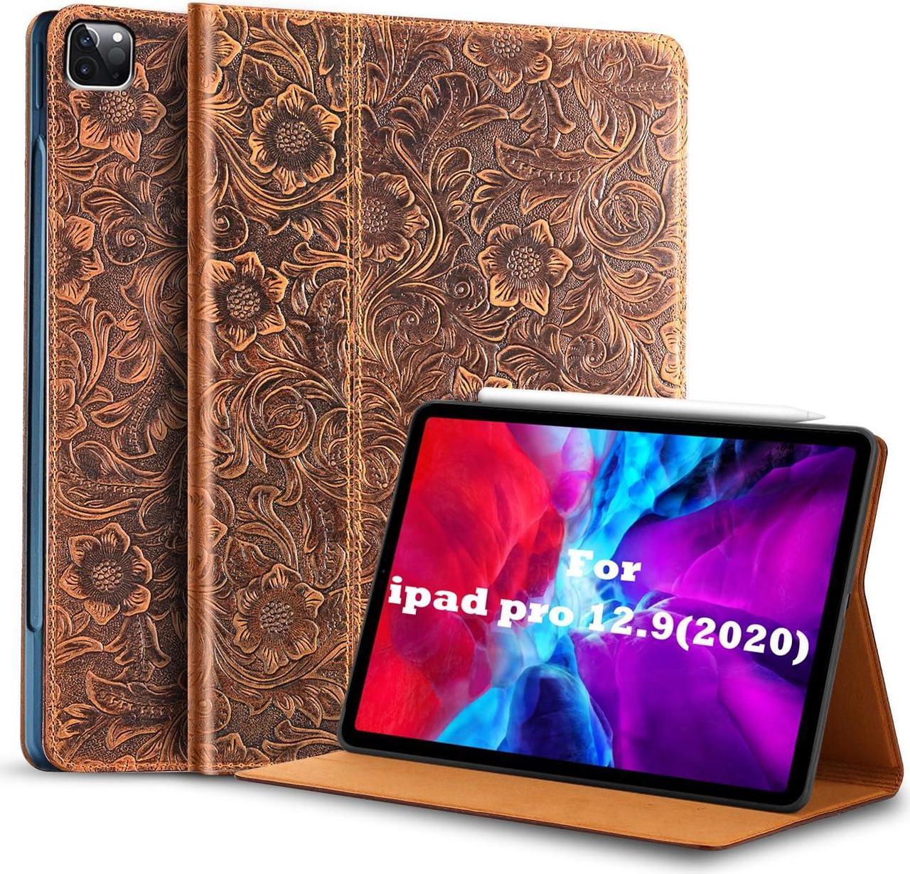 Main image of Gexmil Case for New Ipad Pro 12.9 Inch 2022/2021 inch (6th/5th Gen),Genuine Leather Ipad Pro 12.9 Cover(2020/2018),Made from Real Leather Cowhide (Pattern-Brown)