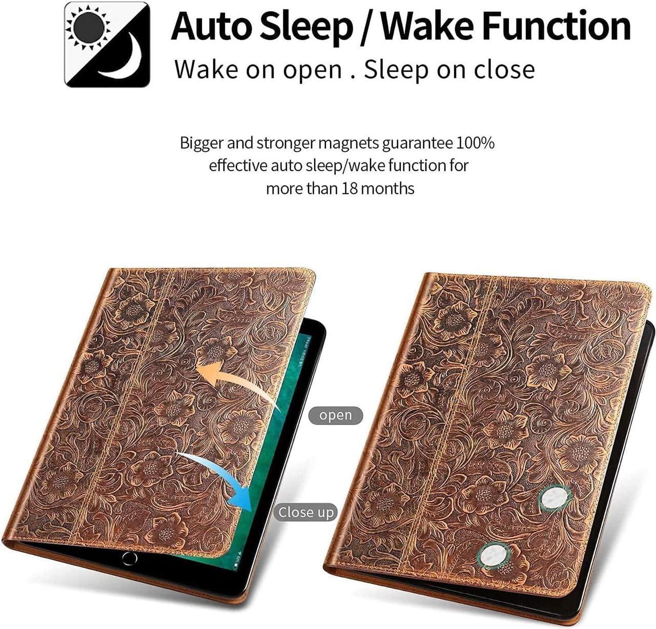Alt view image 3 of 5 - Gexmil Case for New Ipad Pro 12.9 Inch 2022/2021 inch (6th/5th Gen),Genuine Leather Ipad Pro 12.9 Cover(2020/2018),Made from Real Leather Cowhide (Pattern-Brown)