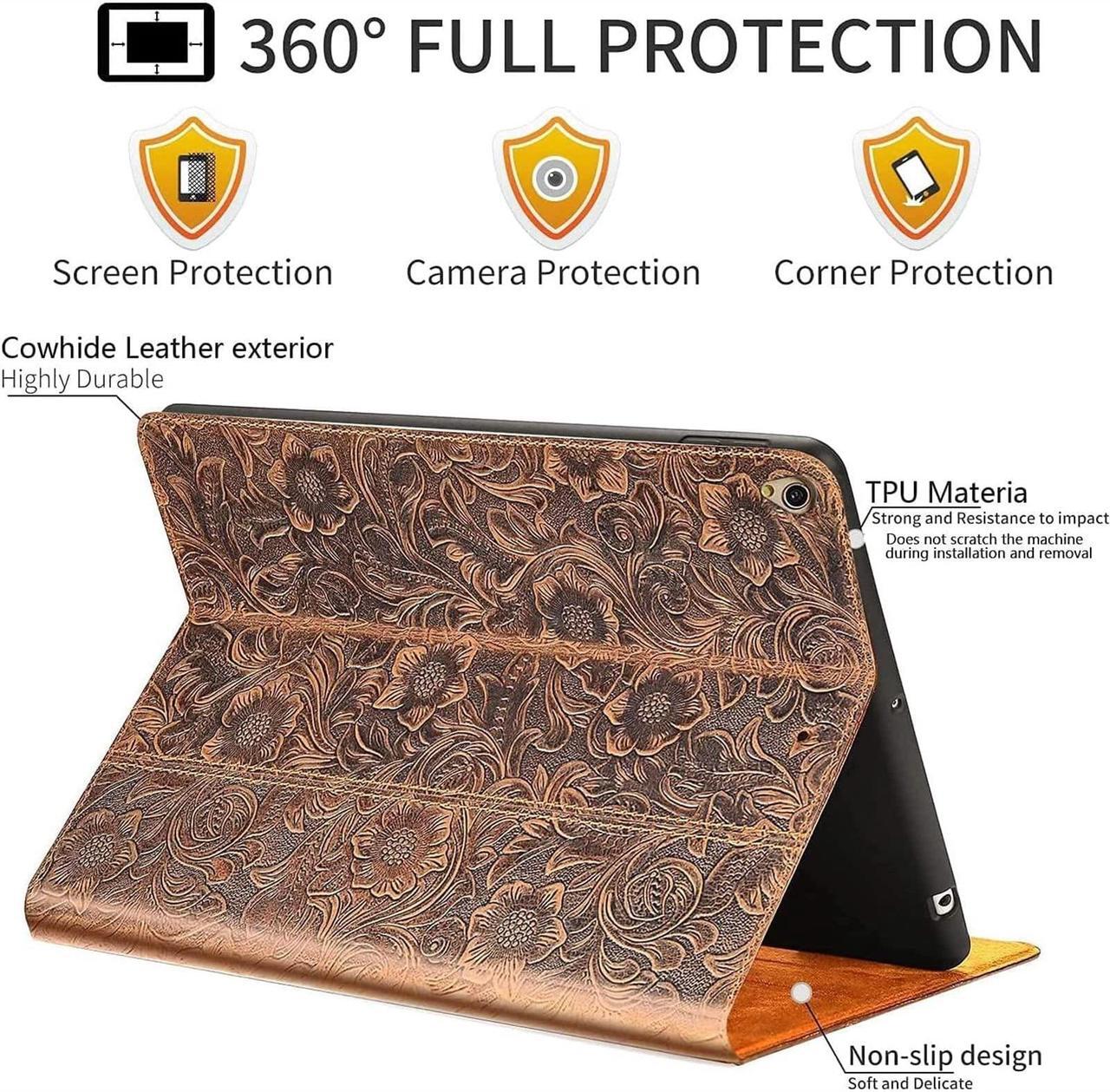 Alt view image 4 of 5 - Gexmil Case for New Ipad Pro 12.9 Inch 2022/2021 inch (6th/5th Gen),Genuine Leather Ipad Pro 12.9 Cover(2020/2018),Made from Real Leather Cowhide (Pattern-Brown)