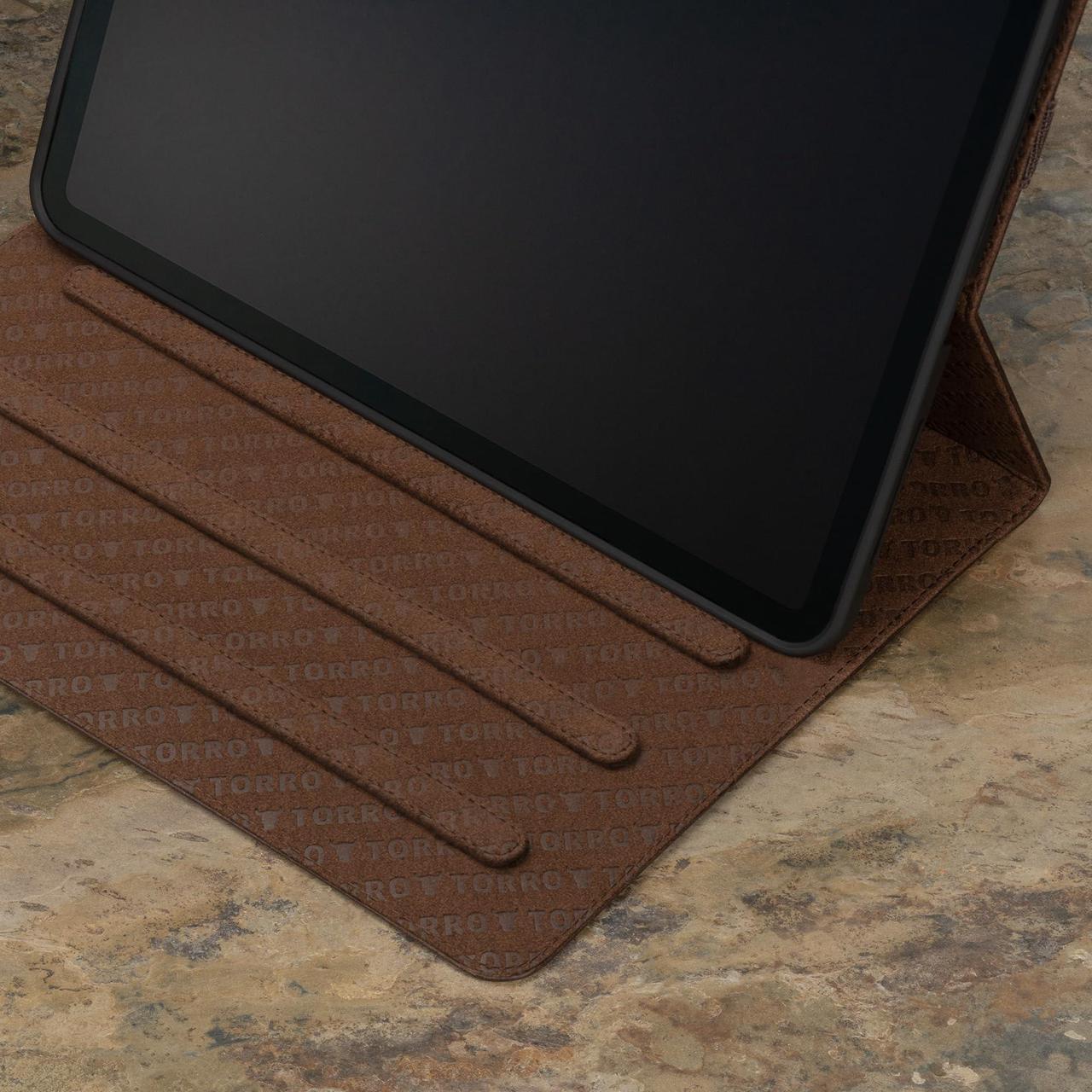 Alt view image 4 of 5 - TORRO Case Compatible with iPad Air 11" 2025/2024 and 5th/4th Gen 2022/2020 - Genuine Leather iPad Air M3 & M2 Case with Stand Function, Apple Pencil Connectivity and Wake Sleep Function (Dark Brown)