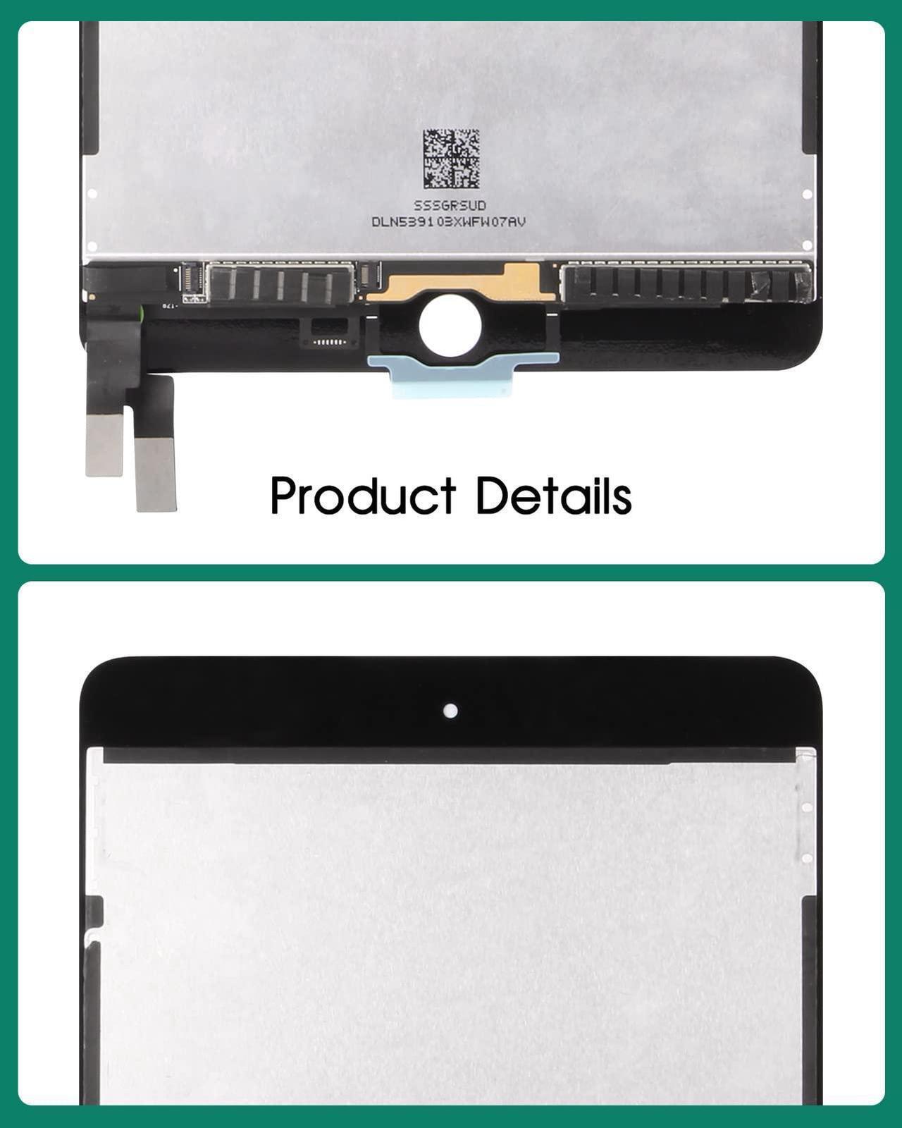 Alt view image 5 of 5 - for iPad Mini 4 2015 LCD Screen Replacement for iPad Mini 4 Display Repair Kits for iPad A1538 A1550 Touch Digitizer Screen Assembly Repair Parts Kits White 7.9" (Without Home Button)