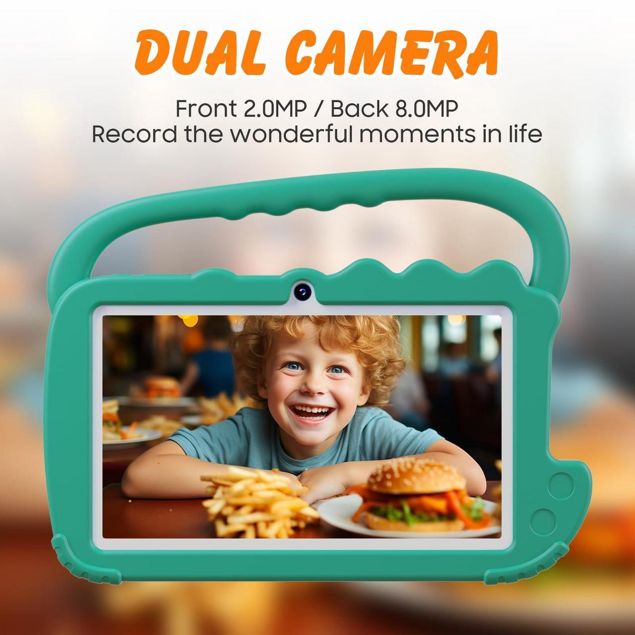 Alt view image 5 of 5 - Kids Tablet 7 inch for Boy Girls, Android 12 Tablets for Kids 4GB RAM 32GB ROM Toddler Tablet WIFI Bluetooth Safety Eye IPS Screen, Parental Control, Dual Camera Shockproof Case for Educational, Games