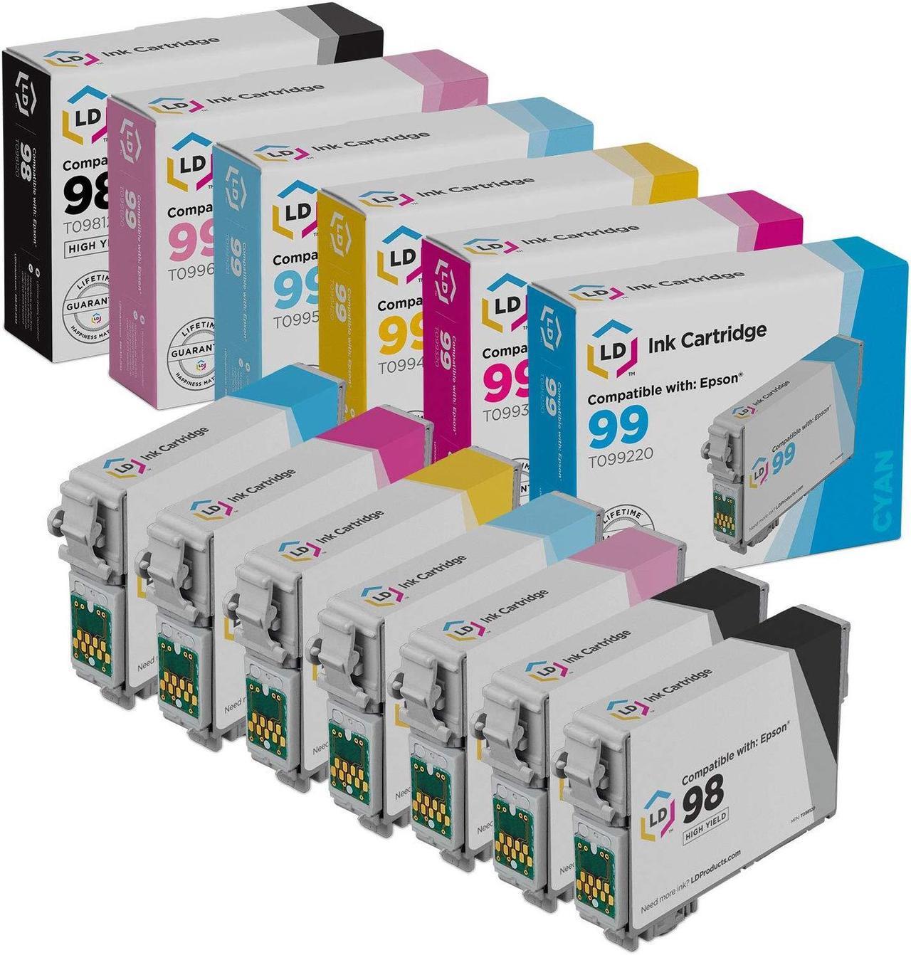 Main image of LD Products Ink Cartridge Replacement for Epson 98 & 99 High Yield (2 Black, Cyan, Magenta, Yellow, Light Cyan, Light Magenta, 7-Set) compatible with Artisan 700, 710, 725, 730, 810, 835, 837