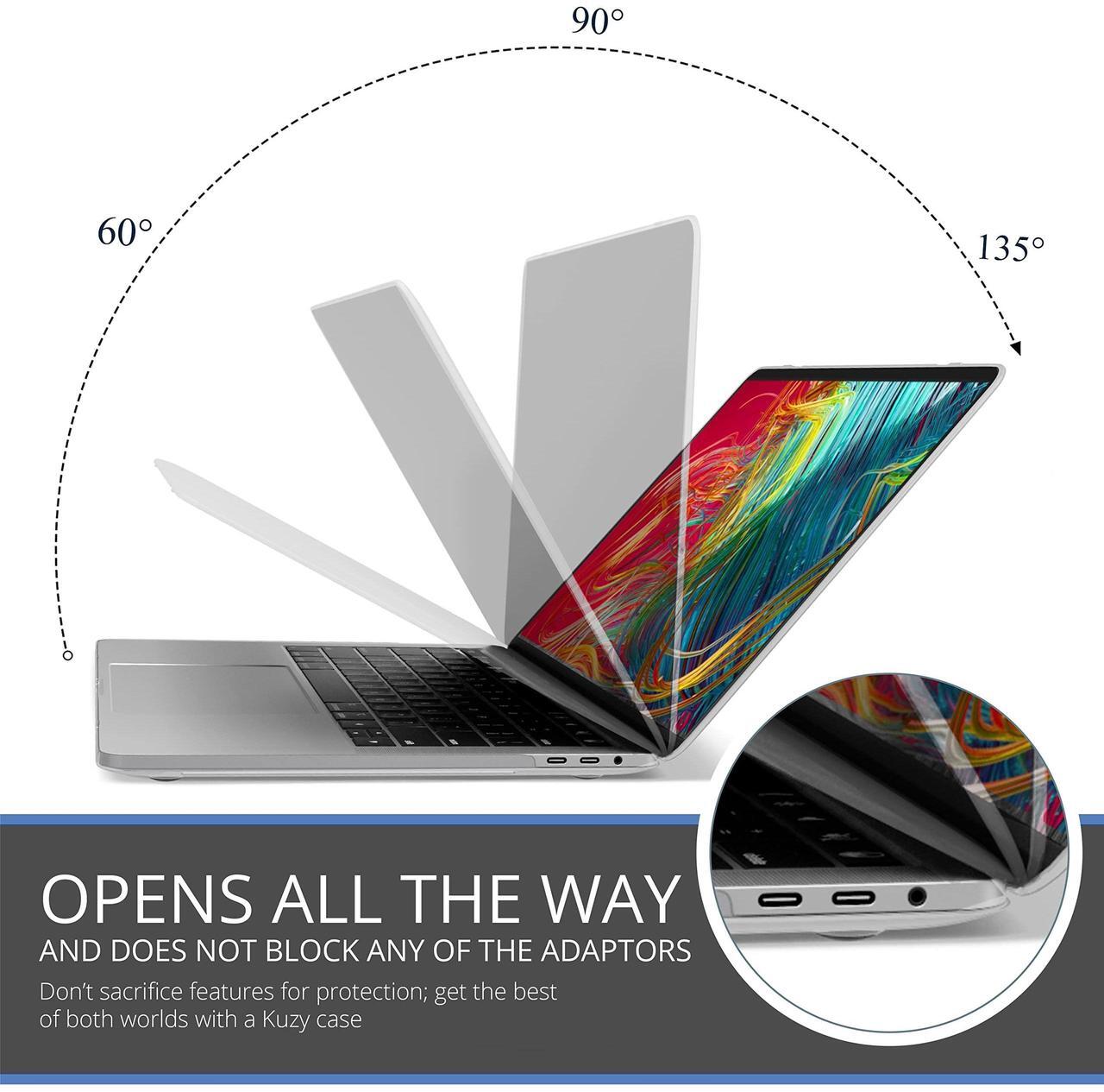 Alt view image 3 of 5 - Kuzy Clear MacBook Pro 13 inch Case 2020 2024 2023 2022 2021-2016 M2 M1 - A2338 A2289 A2251 A2159 A1989 A1708 A1706 Plastic Hardshell Cover for 13 inch MacBook Pro Case, Clear