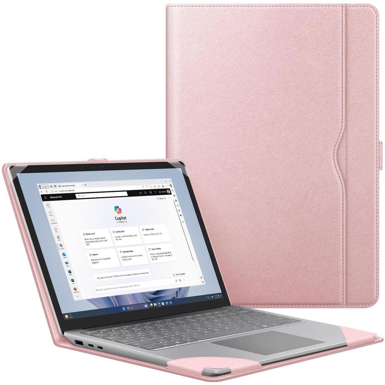 Main image of Fintie Sleeve Case for 15 Inch Microsoft Surface Laptop 6/5/4/3 (Model: 1872/1873/1953/1979), Premium PU Leather Protective Folio Book Cover with Large Pocket, Rose Gold