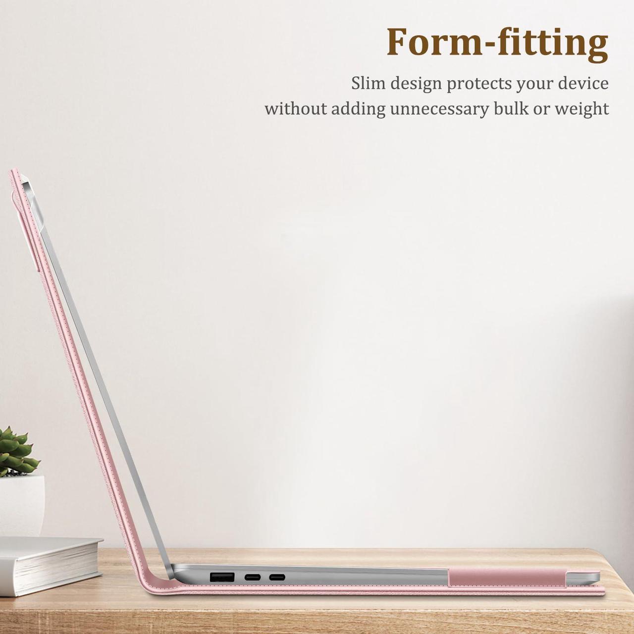 Alt view image 5 of 5 - Fintie Sleeve Case for 15 Inch Microsoft Surface Laptop 6/5/4/3 (Model: 1872/1873/1953/1979), Premium PU Leather Protective Folio Book Cover with Large Pocket, Rose Gold