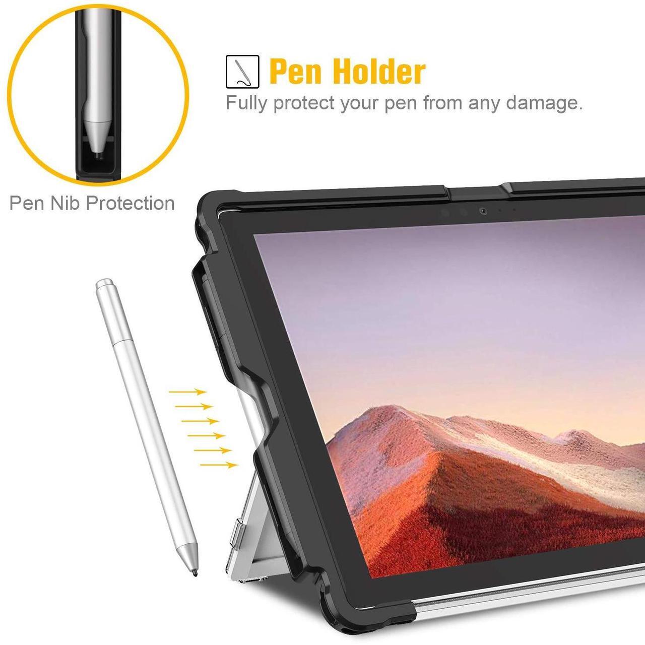 Alt view image 5 of 5 - Fintie Hard Case for Microsoft Surface Pro 7 Plus, Surface Pro 7/6/5/LTE, Shockproof Folio Protective Rugged Cover Compatible with Type Cover Keyboard + Original Kickstand (Frost Clear)