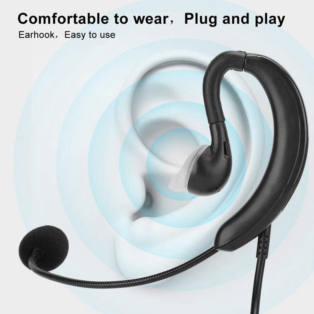 Alt view image 5 of 5 - Headset, Ear Mounted USB Laptop Earphone Ear Hook USB Computer Notebook Headset Headphone Computer Notebook Accessory Microphone Line Controls