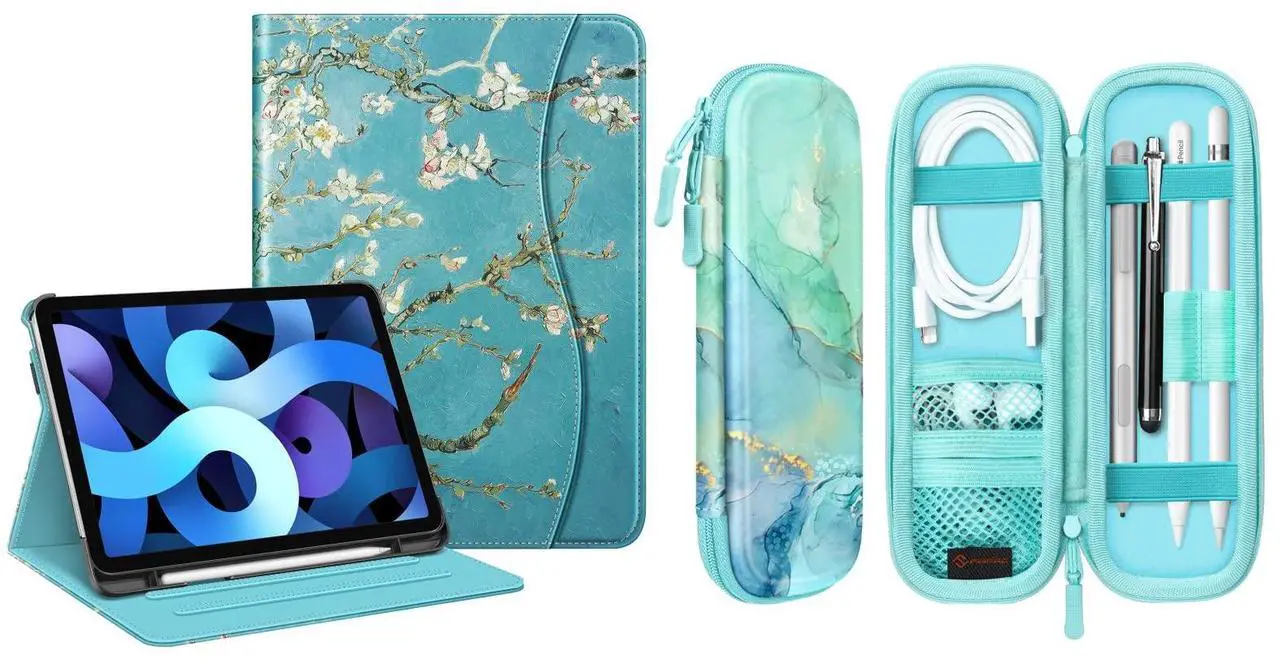 Main image of Fintie Multi-Angle Viewing Case for iPad Air 11-inch M3 (2025) / M2 (2024), iPad Air 5th (2022) / 4th G Bundle with Fintie PU Leather Protective Carrying Case for Apple Pencil (1st and 2nd Generation)