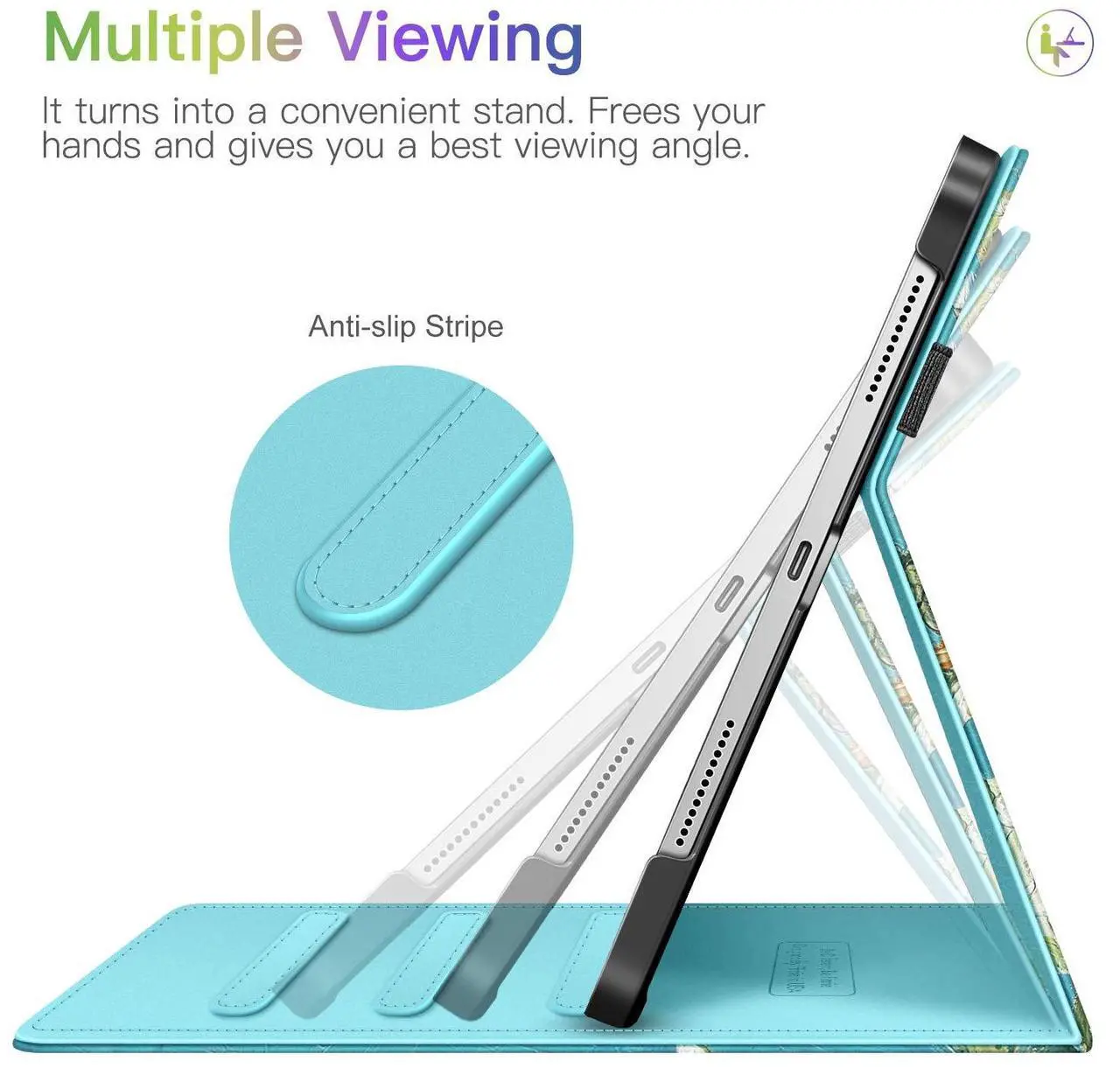 Alt view image 4 of 5 - Fintie Multi-Angle Viewing Case for iPad Air 11-inch M3 (2025) / M2 (2024), iPad Air 5th (2022) / 4th G Bundle with Fintie PU Leather Protective Carrying Case for Apple Pencil (1st and 2nd Generation)