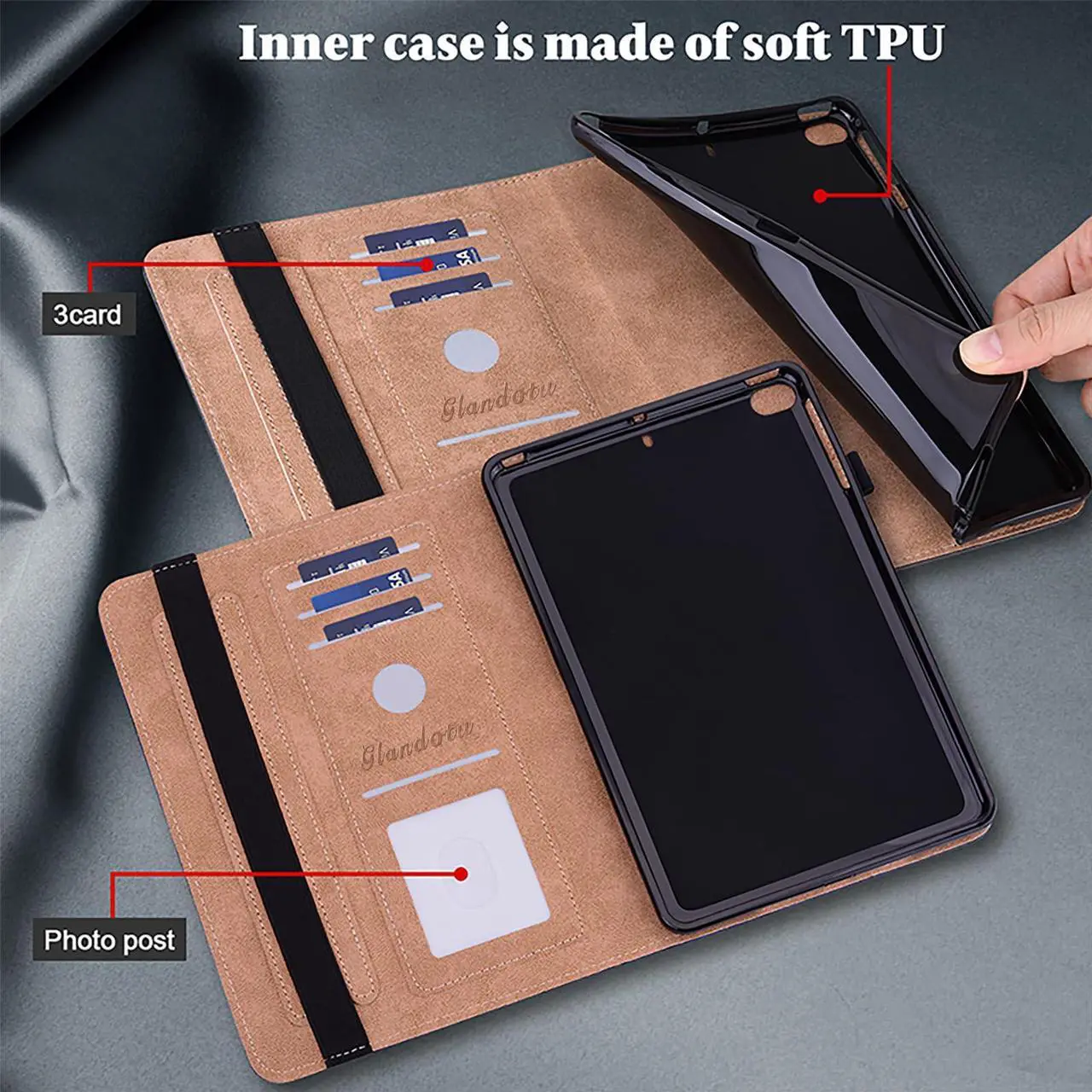 Alt view image 3 of 5 - Dteck for iPad Pro 13 Inch M4 Case 2024 with Stand, Adjustable Viewing Angles, Elastic Band Closure, Elastic Loop for Apple Pencil, Stylus Included, PU Leather Lightweight Cute Folio Case, Red Rose