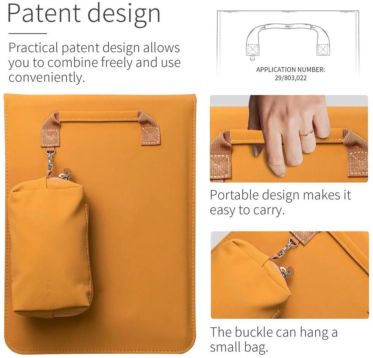 Alt view image 2 of 5 - 15-16 Inch Laptop Sleeve Case Compatible with 2019 MacBook Pro 16 A2141/ Surface Laptop 3 15 Inch/Dell XPS 15/2012-2015 Old MacBook Pro Retina 15 A1398