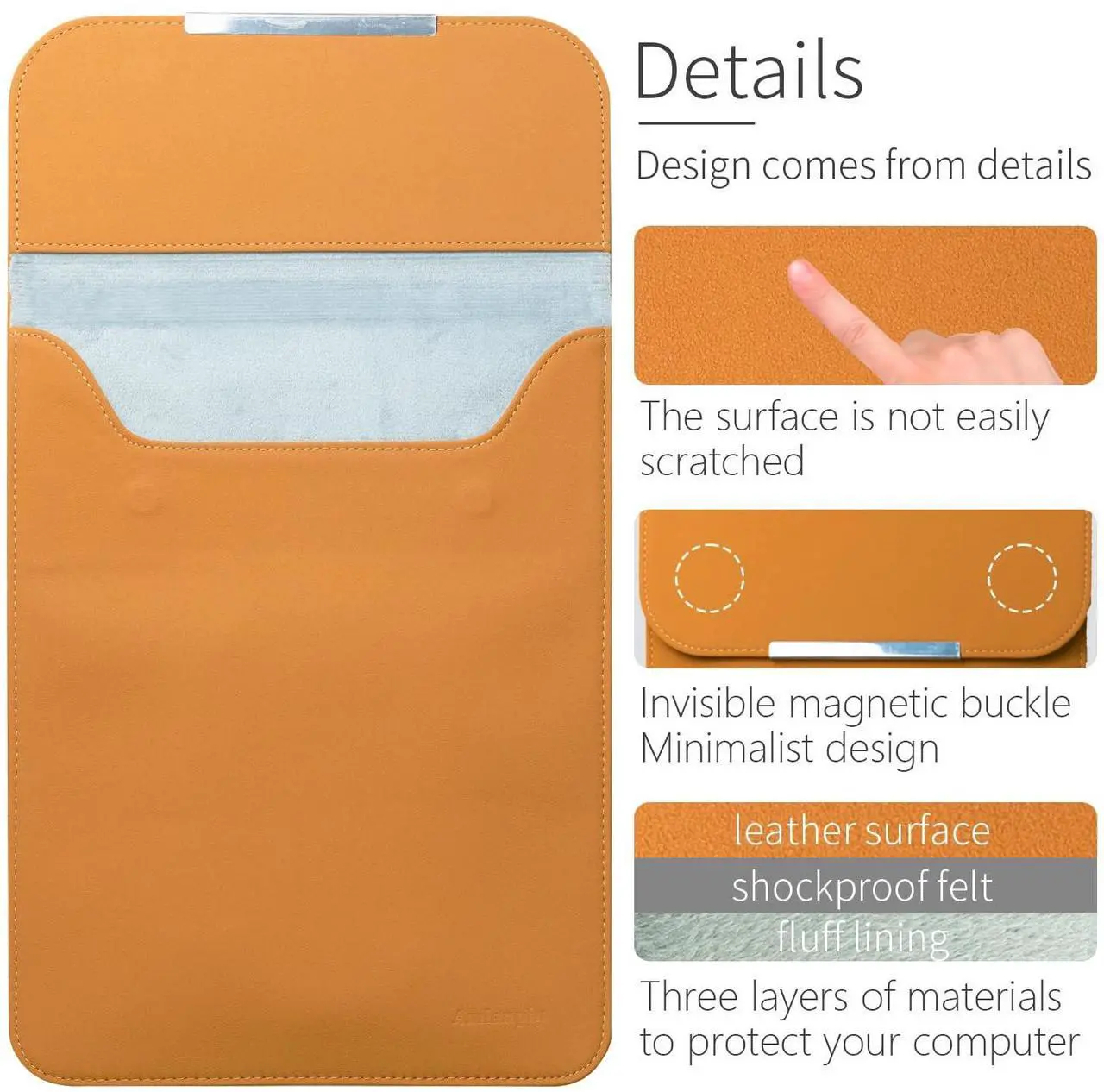 Alt view image 3 of 5 - 15-16 Inch Laptop Sleeve Case Compatible with 2019 MacBook Pro 16 A2141/ Surface Laptop 3 15 Inch/Dell XPS 15/2012-2015 Old MacBook Pro Retina 15 A1398