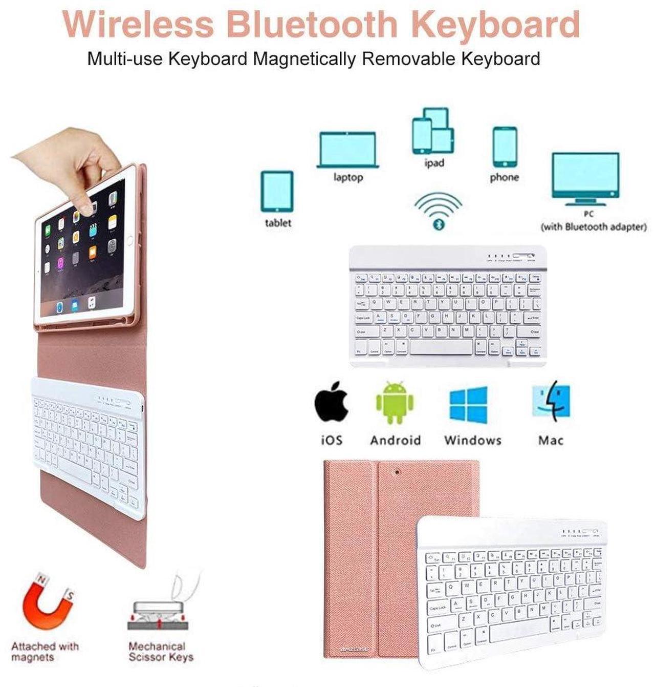 Alt view image 3 of 5 - aMZCaSE for iPad Pro 9.7 Inch Case with Keyboard for iPad 6th Generation(2018),5th Generation(2017),for iPad Air 2/Air 1 Case with Keyboard with Wireless Detachable Bluetooth Keyboard,Champagne