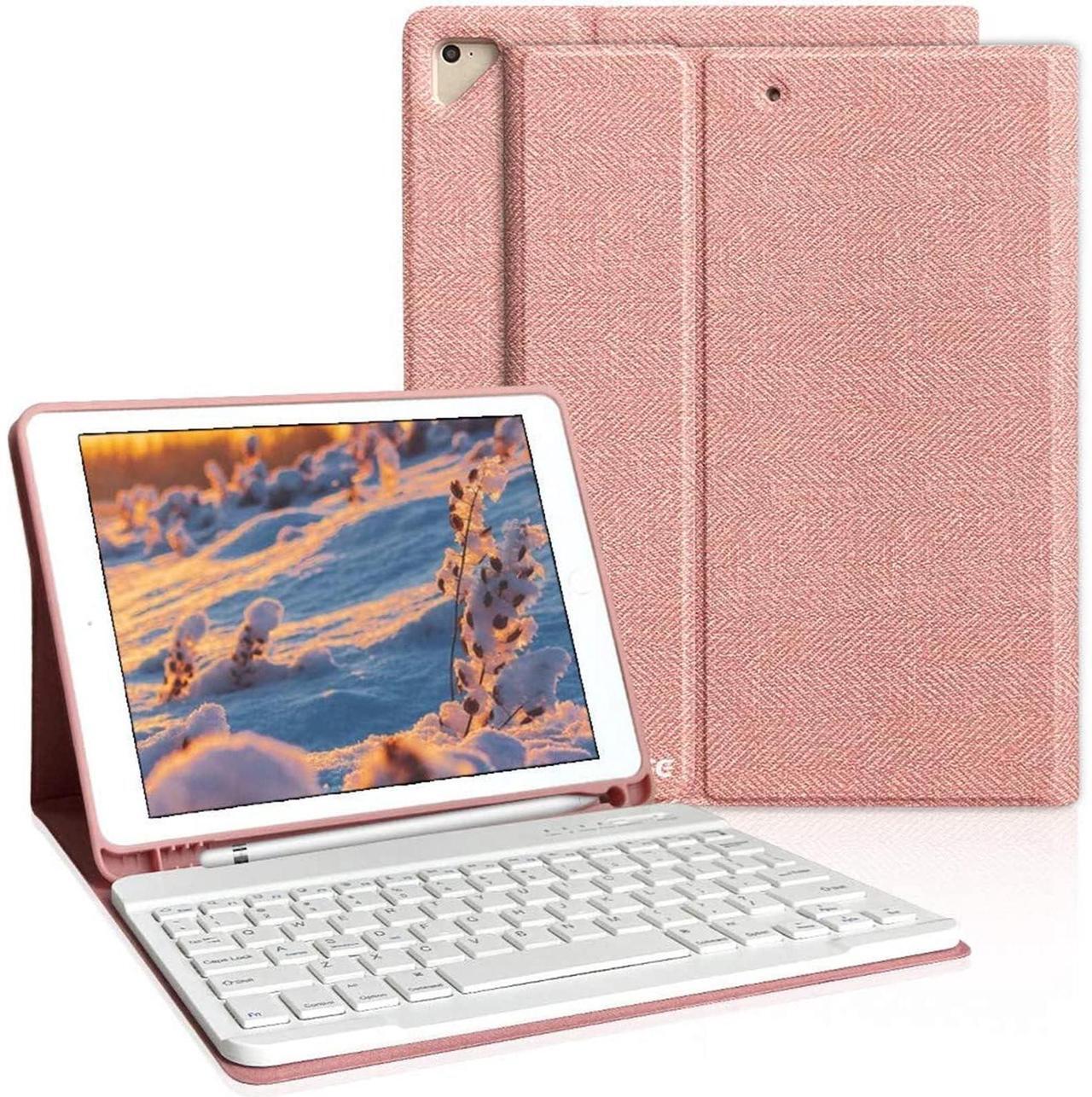 Main image of aMZCaSE for iPad Pro 9.7 Inch Case with Keyboard for iPad 6th Generation(2018),5th Generation(2017),for iPad Air 2/Air 1 Case with Keyboard with Wireless Detachable Bluetooth Keyboard,Champagne