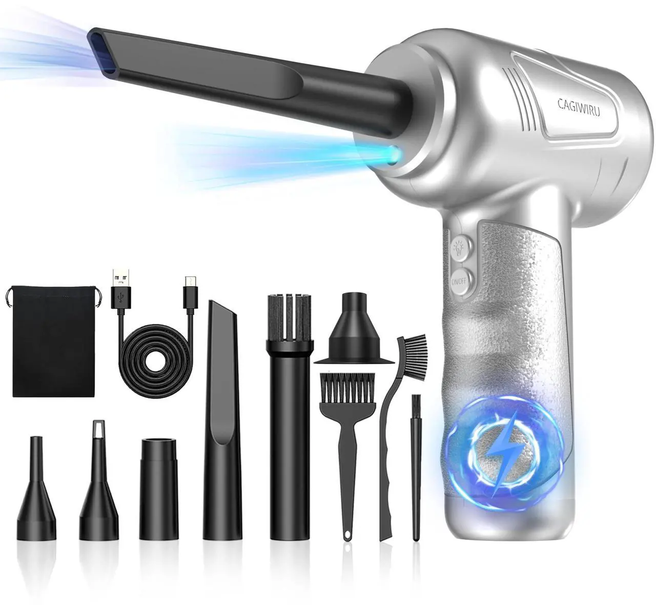 Main image of Compressed Air Duster 4.0,Cordless Air Blower,Electric Air Duster for Cleaning Keyboard&PC,Air Cleaning Kit, 3 Speed Duster Cleaner with LED-Light-no Canned air dusters-car Dusters