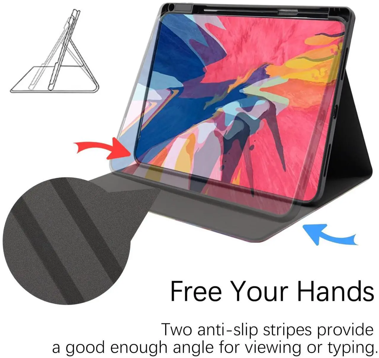 Alt view image 5 of 5 - Berkin Arts Compatible with iPad 7/8/9th Generation Case/iPad Air 3rd Generation Case (10.5 Inch) 2019/2020/2021 Folio Case Premium Leather Cover Color Box Rainbow Scheme Iridescent Playful