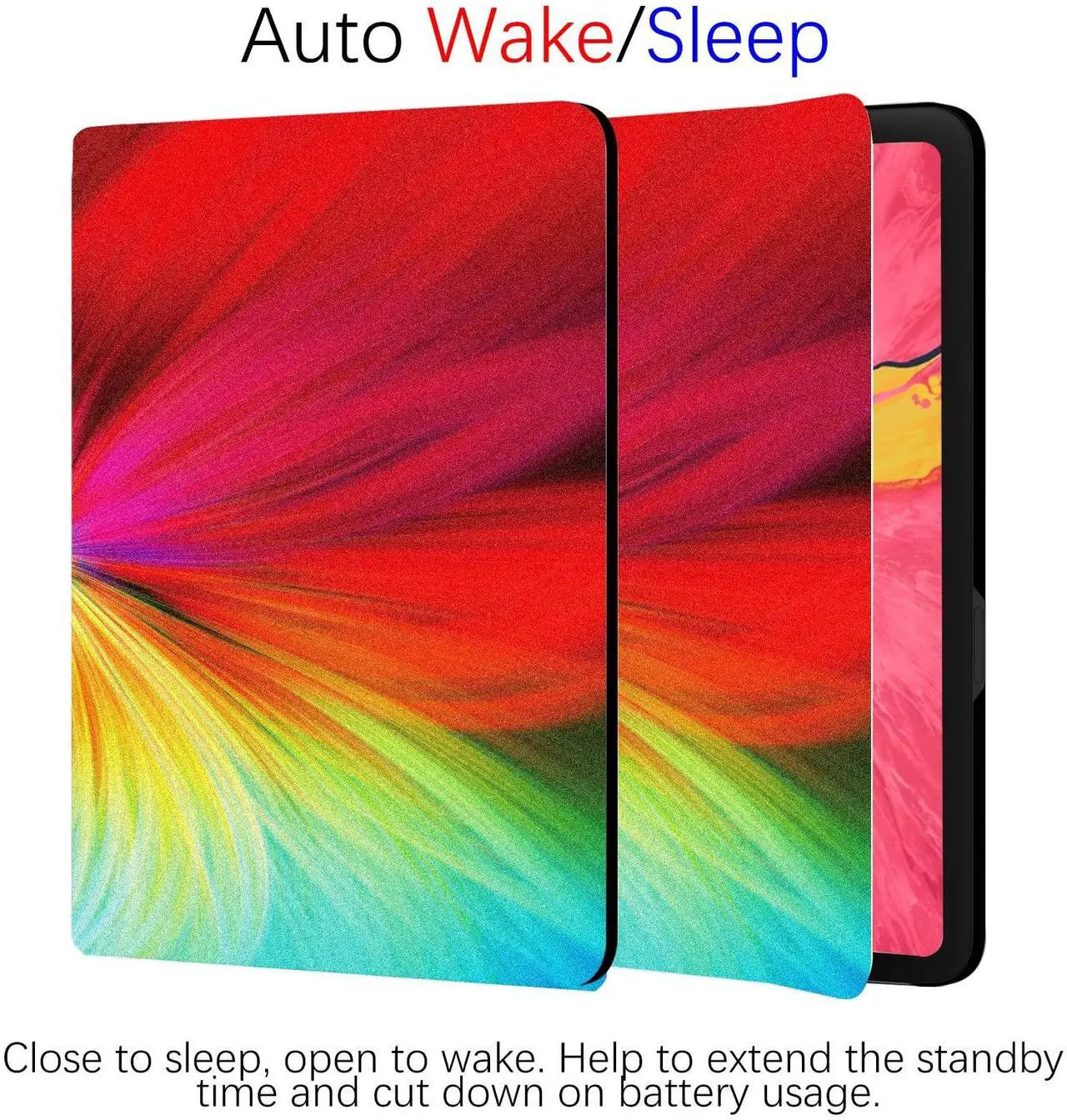 Alt view image 4 of 5 - Berkin Arts Compatible with iPad 7/8/9th Generation Case/iPad Air 3rd Generation Case (10.5 Inch) 2019/2020/2021 Folio Case Premium Leather Cover Color Box Rainbow Scheme Iridescent Playful