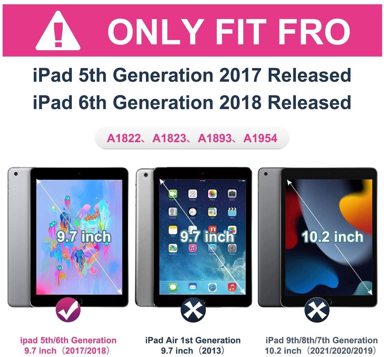 Alt view image 2 of 5 - BRAECN for iPad 6th/5th Gen Case 2018/2017, iPad 9.7 Case, Heavy Duty Shockproof Kids Friendly Boys Girls Case with Carrying Shoulder Strap, Built-in Kickstand, Rotating Hand Strap - Mint Green