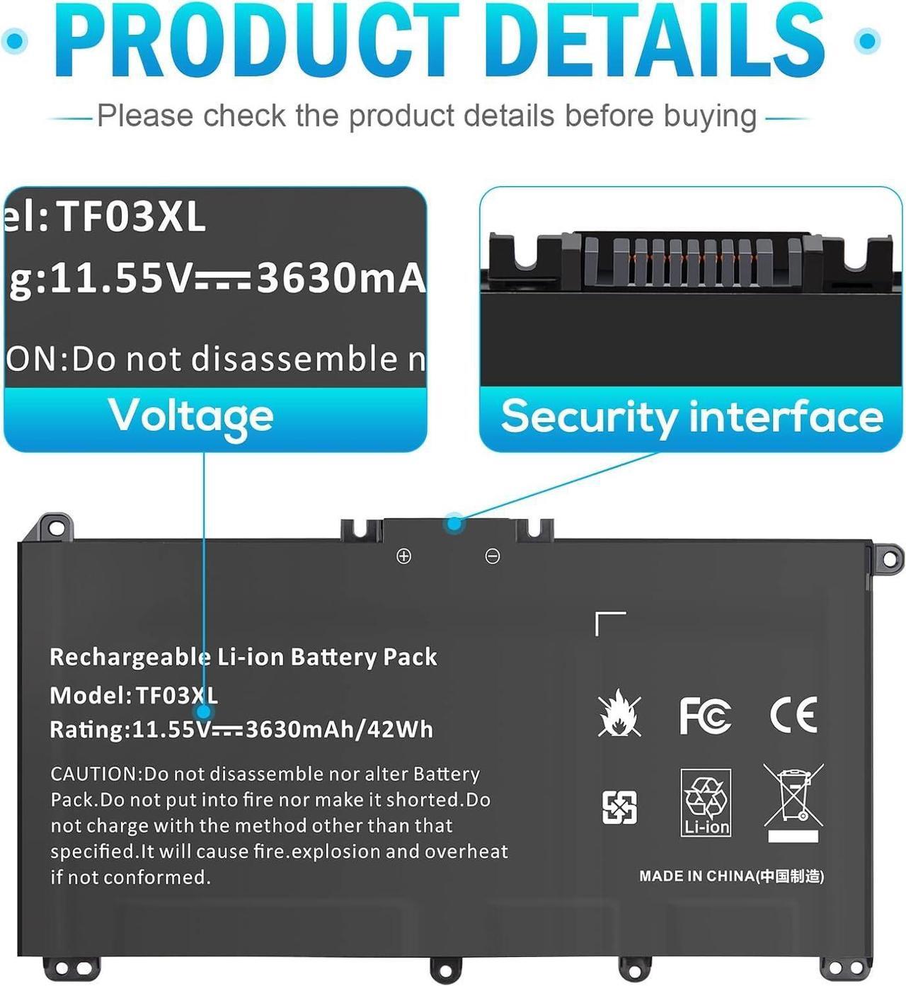 Alt view image 3 of 5 - TREE.NB TF03XL 920070-855 Spare Battery for HP Pavilion x360 14m-cd0001dx 14m-cd0003dx 15-cc0xx 15-cc023cl 15-cc123cl 920046-121 920046-421