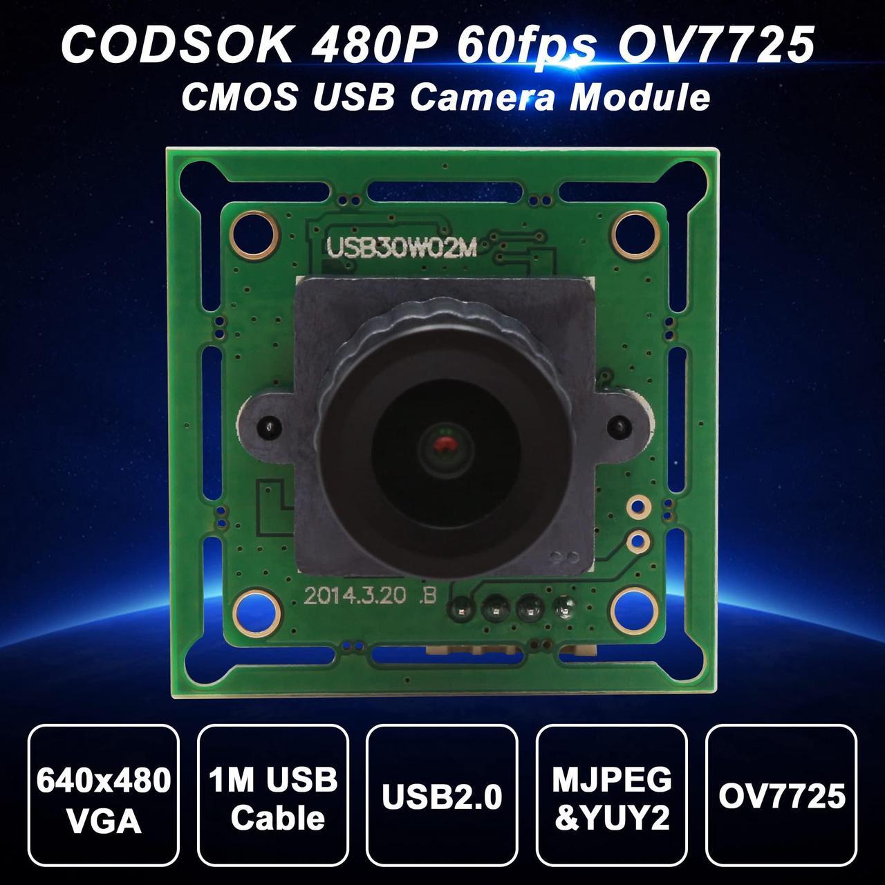 Alt view image 2 of 5 - CODSOK USB Camera Module Board 60fps 480P OV7725 CMOS VGA MJPEG&YUY2 USB2.0 CMOS Camera Board Webcam Plug&Play UVC for Computer Camera 3D Printer Camera Windows Linux Android Mac
