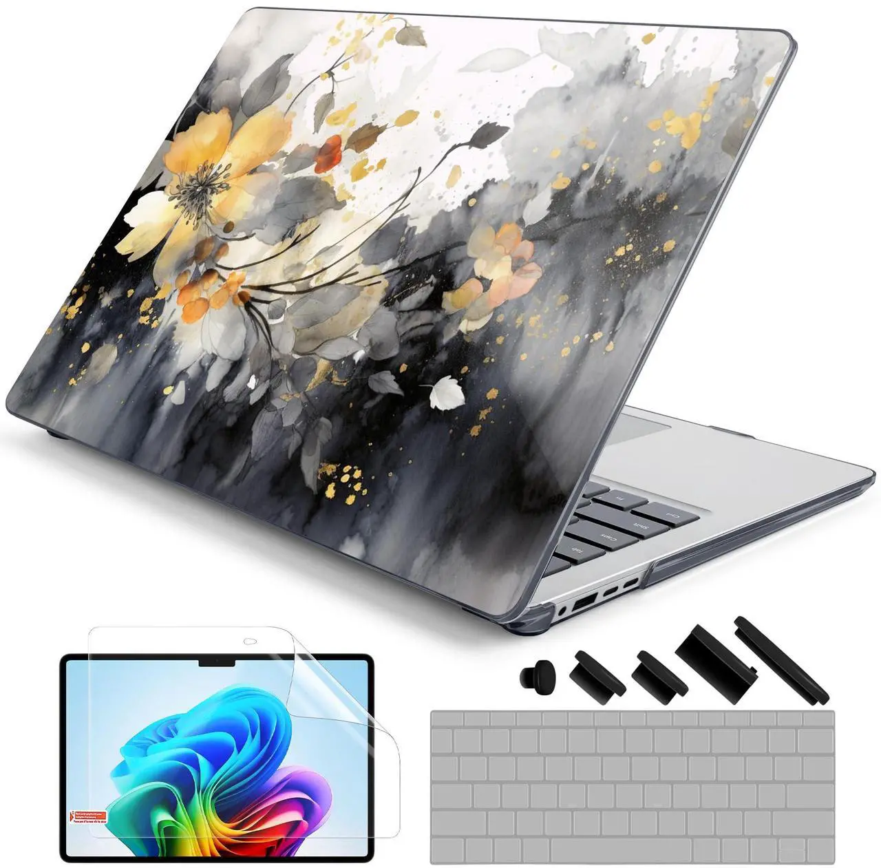 Main image of DONGKE Case for Microsoft Surface Laptop (2024), Windows 11 Copilot+ PC, 13.8 Inch Touchscreen Display, Protective Plastic Hard Shell Case with Keyboard Cover & Screen Protector - Ink Painting