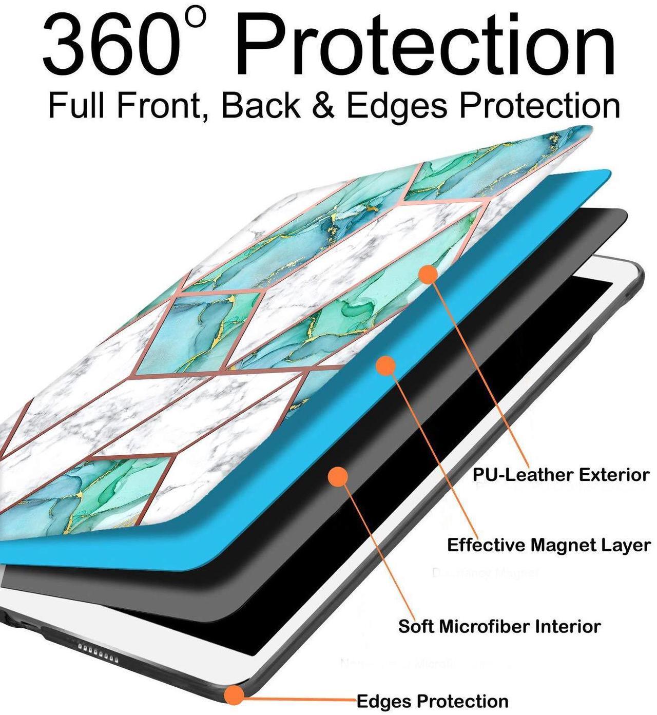 Alt view image 4 of 5 - DuraSafe Cases for iPad 7.9 Inch Mini 4th [ Mini 2015 4 Gen ] MK6K2LL/A MK6J2LL/A MK6L2LL/A MK9J2LL/A MK9H2LL/A MK9G2LL/A Ultra Slim Printed Smart PU Leather Flip Folio Book Cover - Marble Green