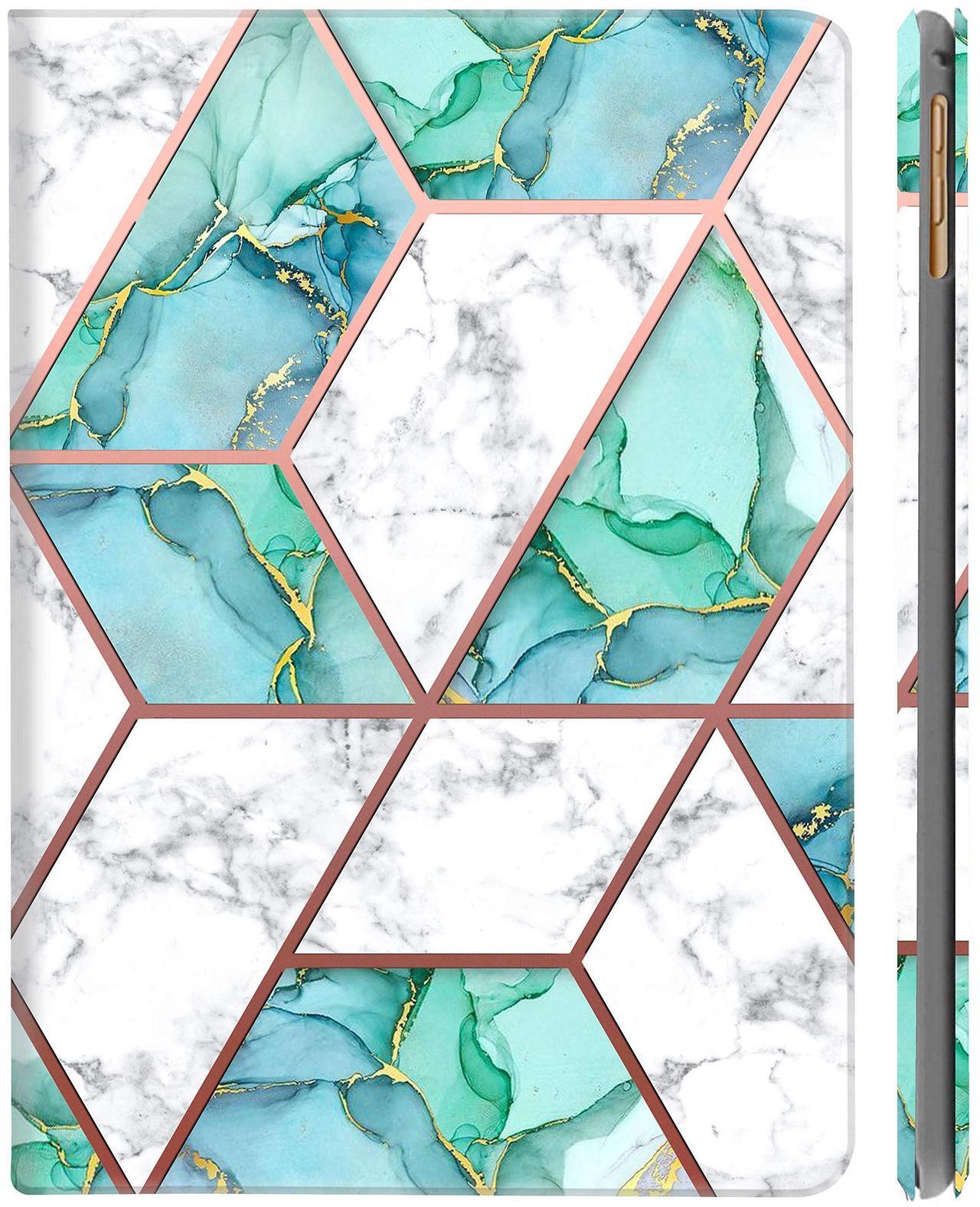 Main image of DuraSafe Cases for iPad 7.9 Inch Mini 4th [ Mini 2015 4 Gen ] MK6K2LL/A MK6J2LL/A MK6L2LL/A MK9J2LL/A MK9H2LL/A MK9G2LL/A Ultra Slim Printed Smart PU Leather Flip Folio Book Cover - Marble Green