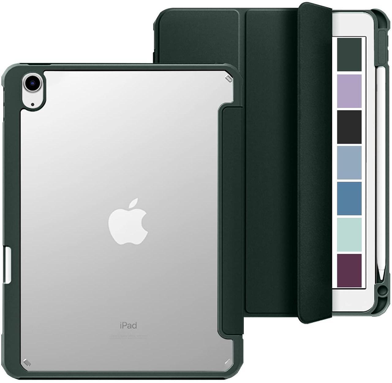 Main image of DuraSafe Cases for iPad Air 6th 2024 / Air 11" Air 5th 2022 Air 4th 2020 10.9 Inch A2588 A2316 MM6R3LL/A MM6T3LL/A MYHX2LL/A Rugged Shell TPU Corner PC Transparent Back Case Pencil Holder - Green
