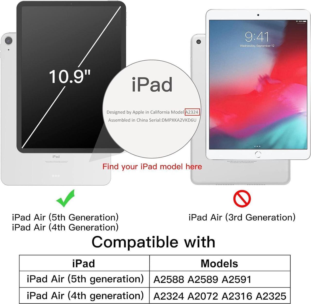 Alt view image 3 of 5 - DuraSafe Cases for iPad Air 6th 2024 / Air 11" Air 5th 2022 Air 4th 2020 10.9 Inch A2588 A2316 MM6R3LL/A MM6T3LL/A MYHX2LL/A Rugged Shell TPU Corner PC Transparent Back Case Pencil Holder - Green