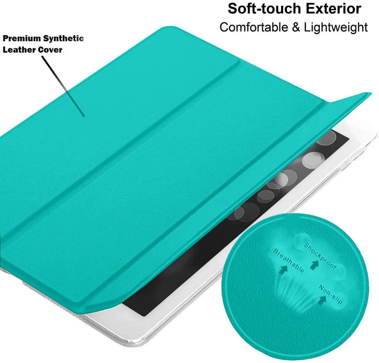 Alt view image 5 of 5 - DuraSafe Cases for iPad PRO 12.9 Inch 2017 2nd Generation [ Pro 12.9 2 ] A1670 A1671 Slim Lightweight Protective Frosted PC Dual Angle Stand Front & Back Cover - Aqua