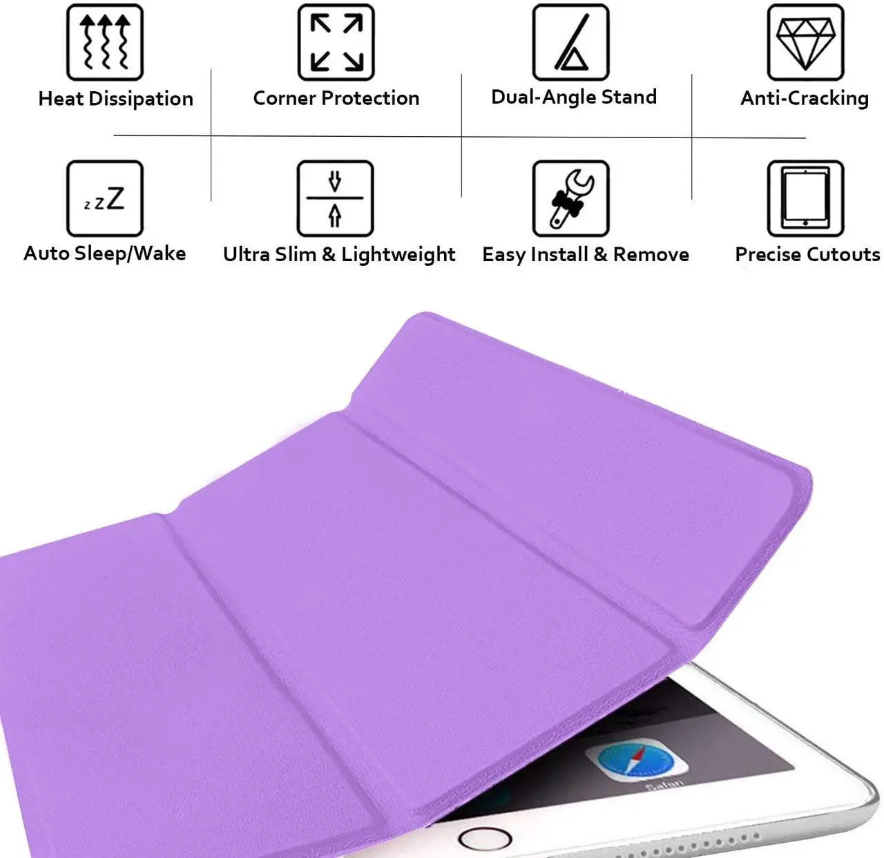 Alt view image 5 of 5 - DuraSafe Cases for iPad Pro 12.9 inch 2 Gen 2017 Cover A1670 MQDC2LL/A MQDD2LL/A MQDA2LL/A A1671 MP6H2LL/A MP6J2LL/A MP6G2LL/A MPL02LL/A MPL12LL/A MPKY2LL/A A1821 MQEF2LL/A MQED2LL/A - Lavender