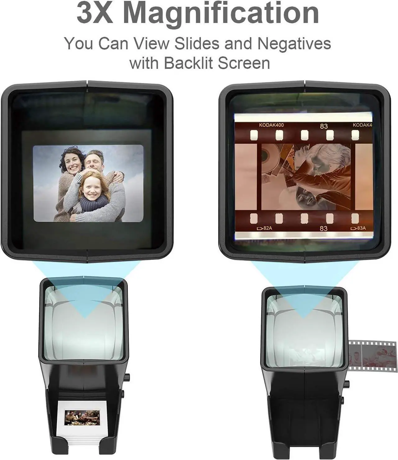 Alt view image 2 of 5 - DigitConvert 35mm Slide Viewer, 3X Magnification, USB Powered/Battery Operation-for 35mm Slides & Positive Film Negatives (4AA Batteries Included)