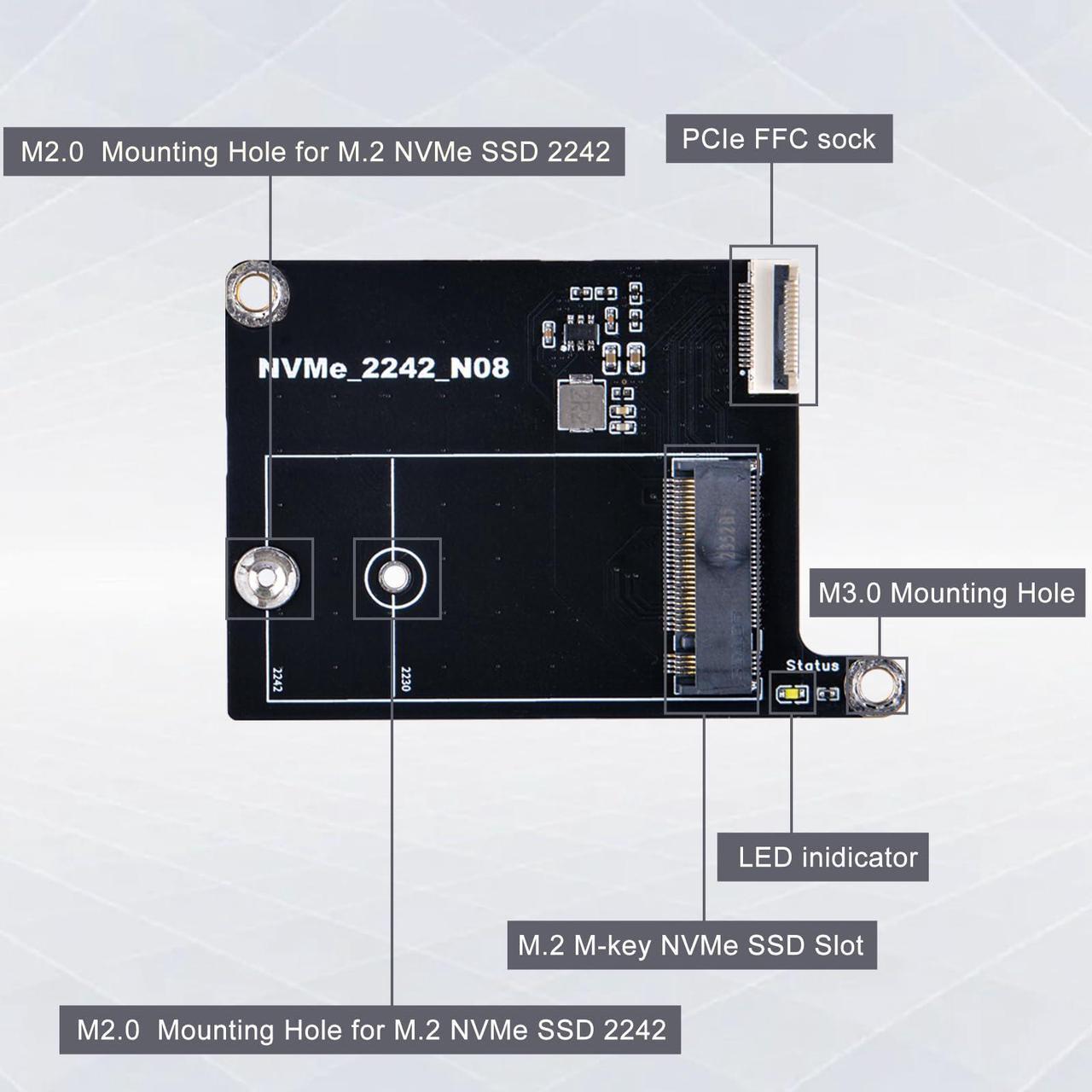 Alt view image 5 of 5 - GeeekPi Game5Pi Case with N08 PCIe to M.2 NVMe SSD PCIe Peripheral Board, and Armor Lite V5 Cooler for Raspberry Pi 5, Support M.2 2230/2242 SSD