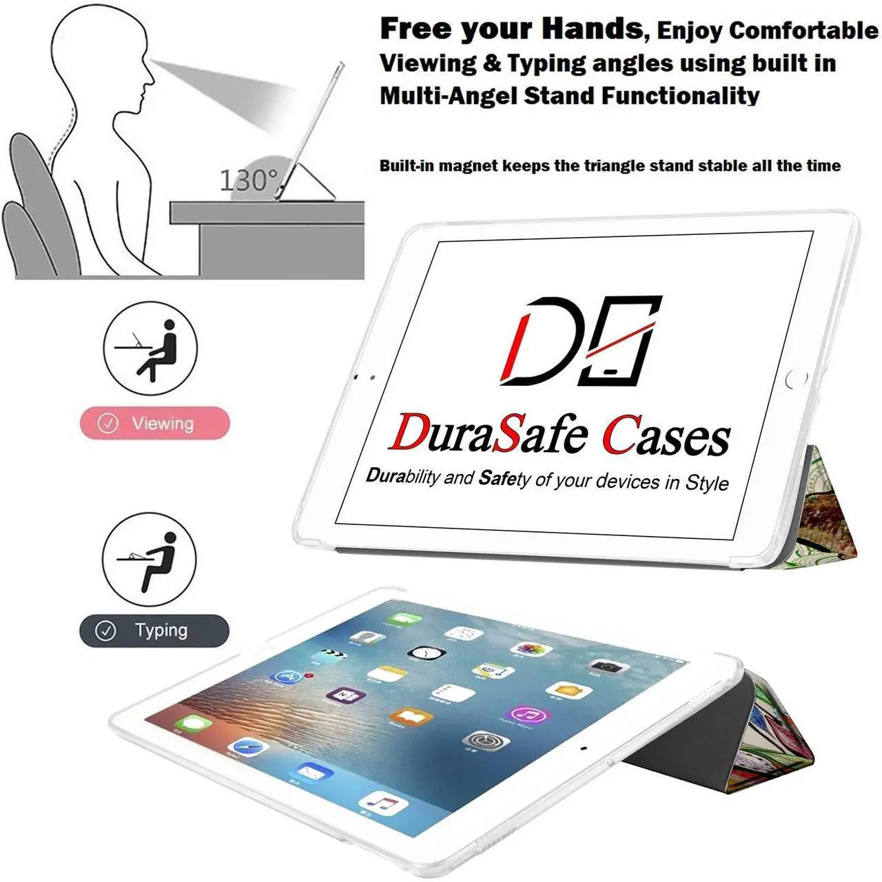 Alt view image 4 of 5 - DuraSafe Cases iPad 10.5 Inch 2019 Air 3rd Gen [ Air 3 ] MV172LL/A MV162LL/A MV152LL/A MUUT2LL/A MUUR2LL/A MUUQ2LL/A Shock Proof Dual Angle Stand Honeycomb Pattern Printed Cover - Olivia Tree