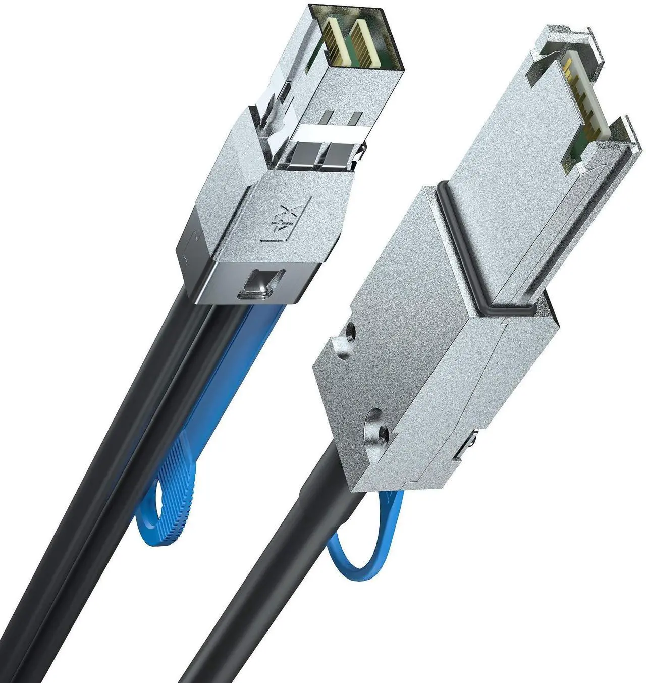 Alt view image 2 of 3 - H!Fiber.com SFF-8644 to SFF-8088 Cable, 6Gbps External HD Mini SAS Hybrid Cable, 2-Meter(6.6ft), 100 Ohms, Attached SCSI for Raid Systems, DataCenter, Servers, Workstations and Desktops